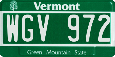 VT license plate WGV972