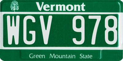 VT license plate WGV978