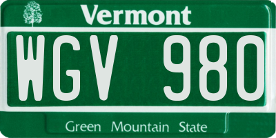 VT license plate WGV980