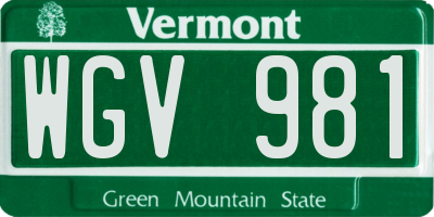 VT license plate WGV981