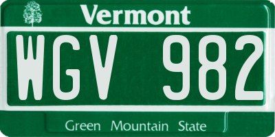 VT license plate WGV982