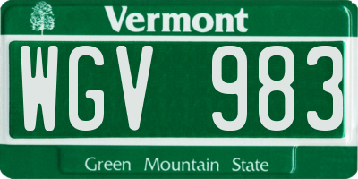 VT license plate WGV983