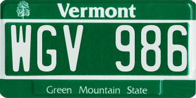 VT license plate WGV986