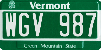 VT license plate WGV987