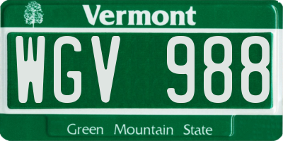 VT license plate WGV988
