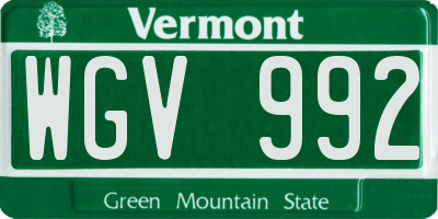 VT license plate WGV992