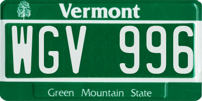 VT license plate WGV996