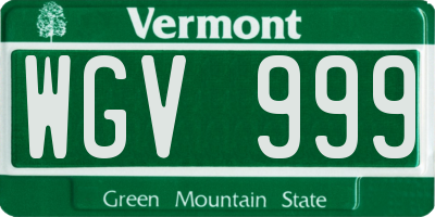 VT license plate WGV999