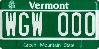 VT license plate WGW000