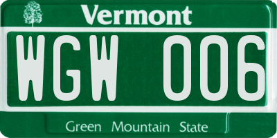 VT license plate WGW006