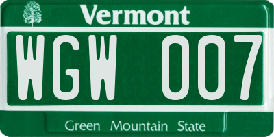 VT license plate WGW007
