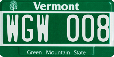 VT license plate WGW008