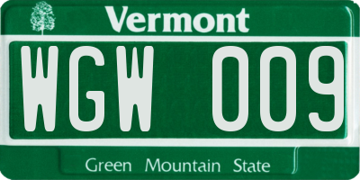 VT license plate WGW009