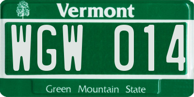VT license plate WGW014
