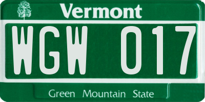 VT license plate WGW017