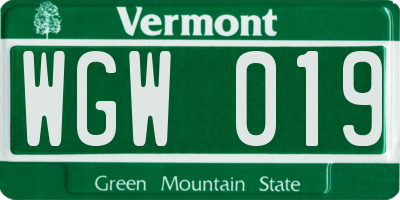 VT license plate WGW019