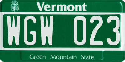 VT license plate WGW023