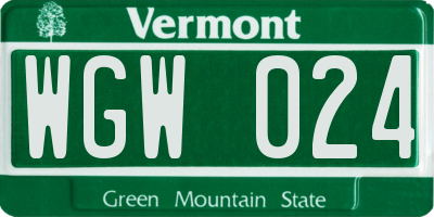 VT license plate WGW024