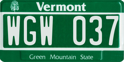 VT license plate WGW037