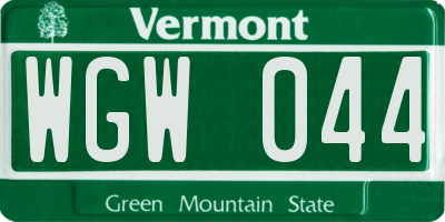 VT license plate WGW044