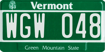 VT license plate WGW048