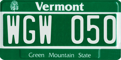 VT license plate WGW050
