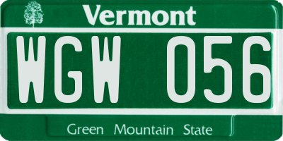 VT license plate WGW056