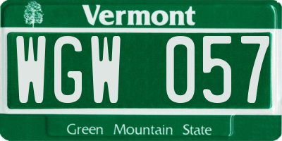 VT license plate WGW057