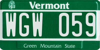 VT license plate WGW059