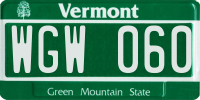 VT license plate WGW060