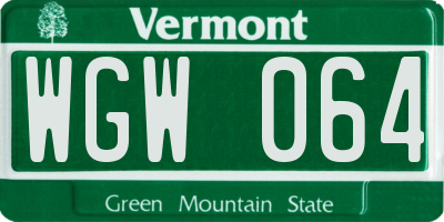 VT license plate WGW064