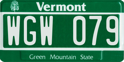 VT license plate WGW079