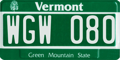 VT license plate WGW080