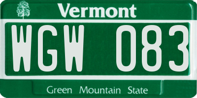 VT license plate WGW083