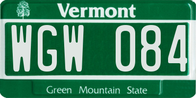 VT license plate WGW084