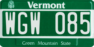 VT license plate WGW085