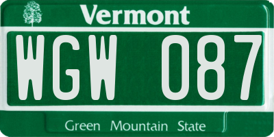 VT license plate WGW087