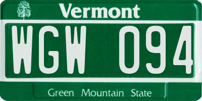 VT license plate WGW094