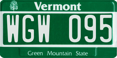 VT license plate WGW095