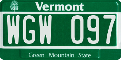 VT license plate WGW097