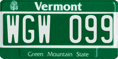 VT license plate WGW099