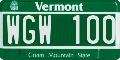 VT license plate WGW100