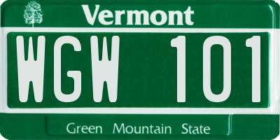 VT license plate WGW101