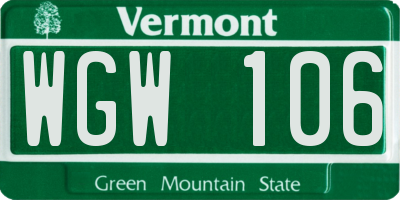 VT license plate WGW106