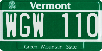 VT license plate WGW110