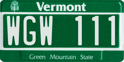 VT license plate WGW111