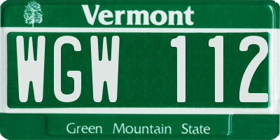 VT license plate WGW112