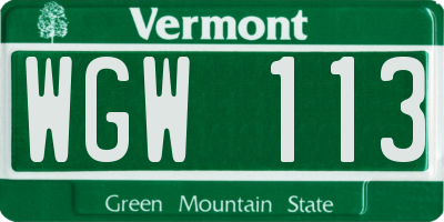 VT license plate WGW113