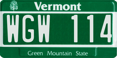 VT license plate WGW114