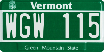 VT license plate WGW115